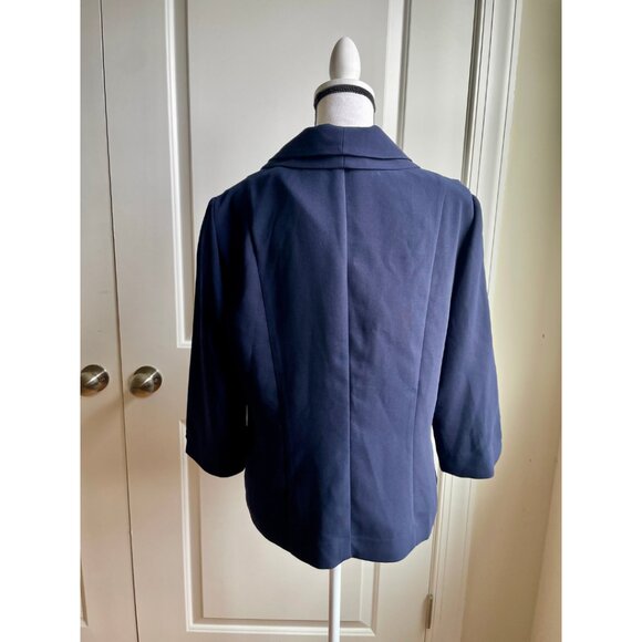 Danny & Nicole Navy Pleated Jacket - Size 14 - Picture 3 of 7